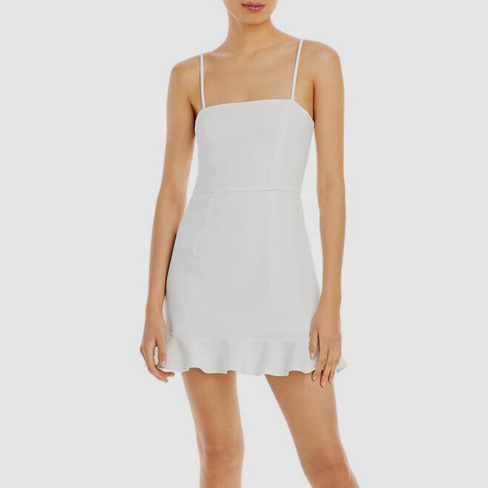 NEW FRENCH CONNECTION Whisper SUMMER WHITE Frill RUFFLE Hem Summer MINI DRESS 8 - Picture 11 of 15